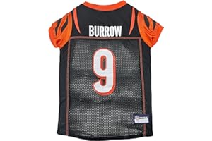 PETS FIRST NFLPA Joe Burrow PET Jersey, NFL Dog Shirt, Size X-Small, Cincinnati Bengals Mesh Jersey for Dogs