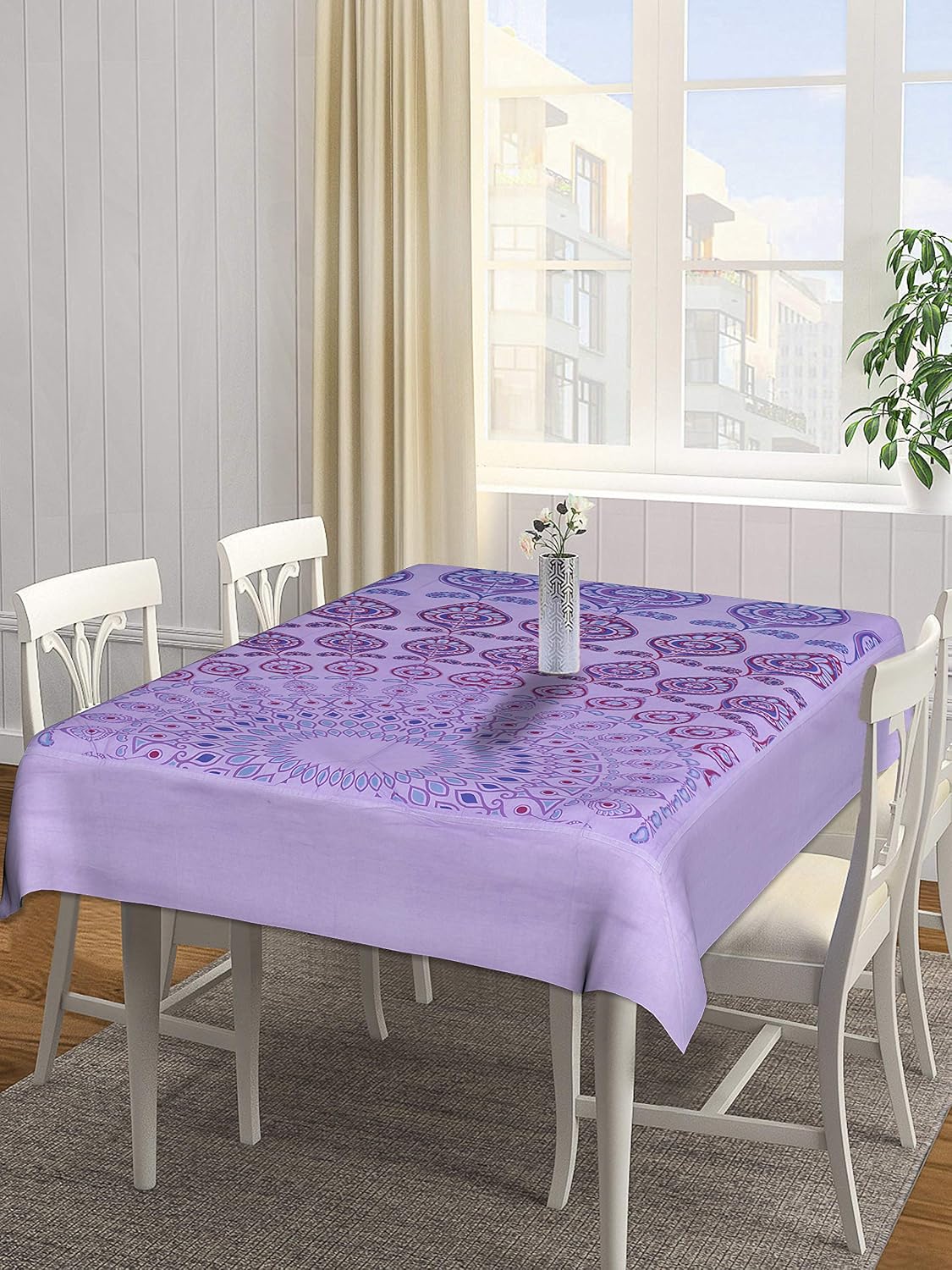 Buy Saryu Homes 100 Cotton 144tc Dining Table Cover Mandala Purple Online At Low Prices In India Amazonin