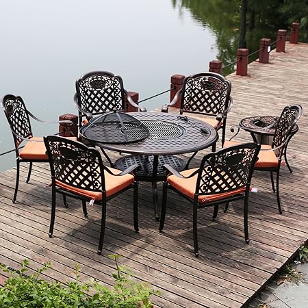 Amazon Com Island Gale Patio Outdoor Cast Aluminum Bbq Dining