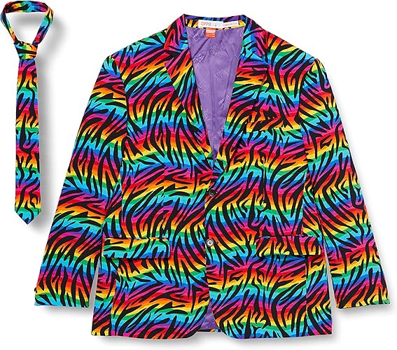 OppoSuits Men's Crazy Prom Suits Wild Rainbow Comes with Jacket