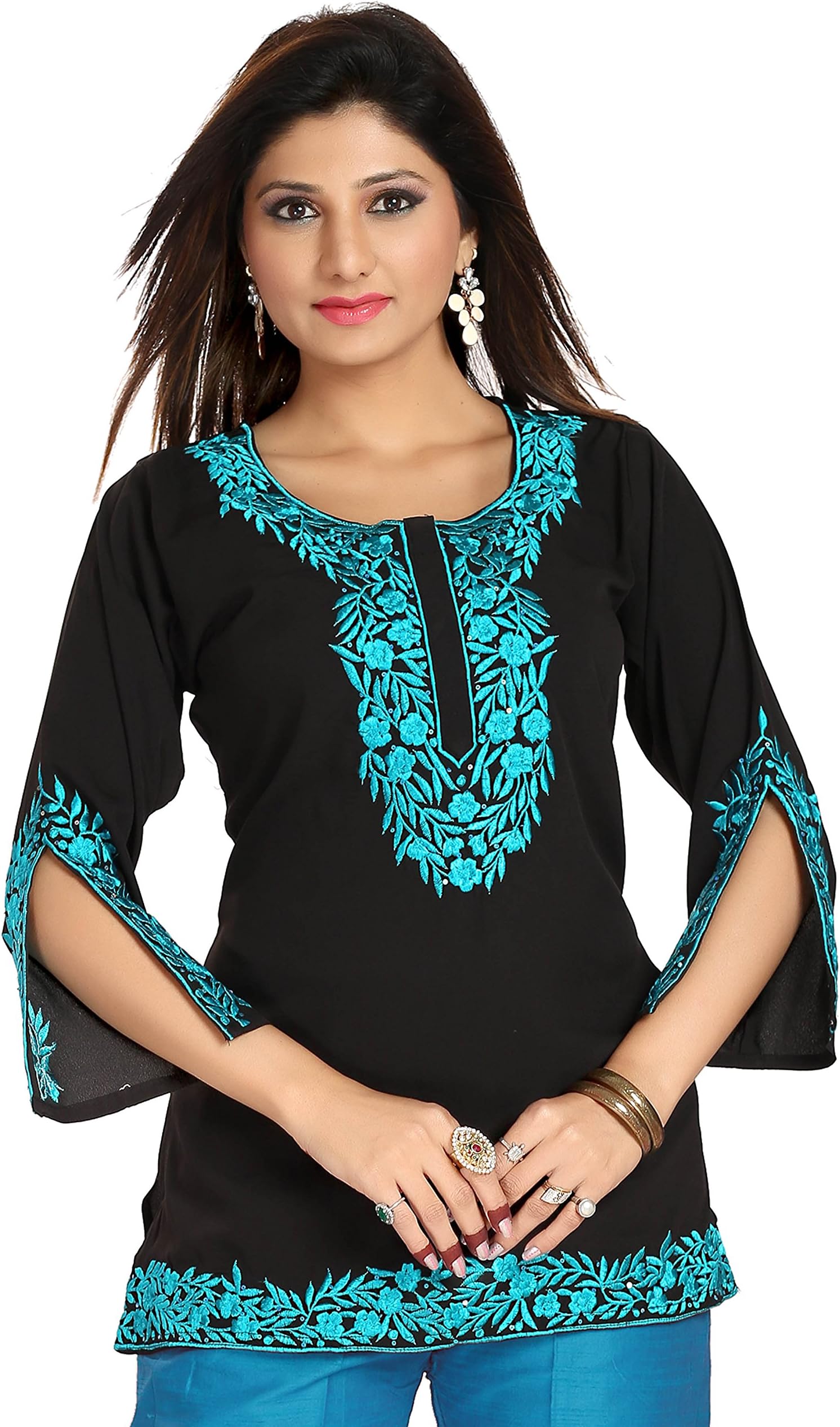 Dragaon-Enticing Black-Blue Embroidered Women Kurta Design
