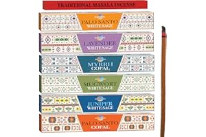 HEM Cleansing Incense Sticks Variety Pack - 6 Masala Incenses - White Sage, Lavender, Myrrh, Copal Mexico & Palo Santo Incense Sticks | Inciensos para Sacar Malas Energias