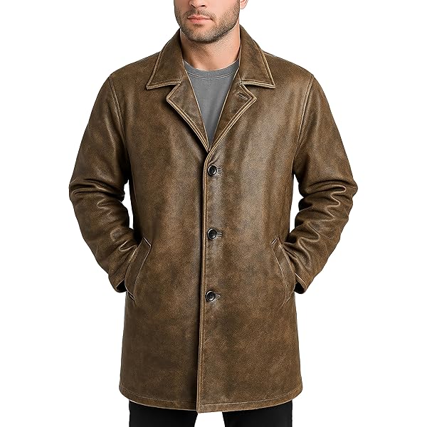 Men's 3/4 Mid Length Genuine Leather Trench Coat - Dean Winchester
