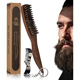 Men's Beard Brush, Walnut Wooden Handle, for Thick &amp; Thin Hair, Slick Back | Men's Boar Bristles Hair Brush with Stiff Bristles, Hair &amp; Beard Grooming, Straightens and Promotes Growth, 9.21inch long