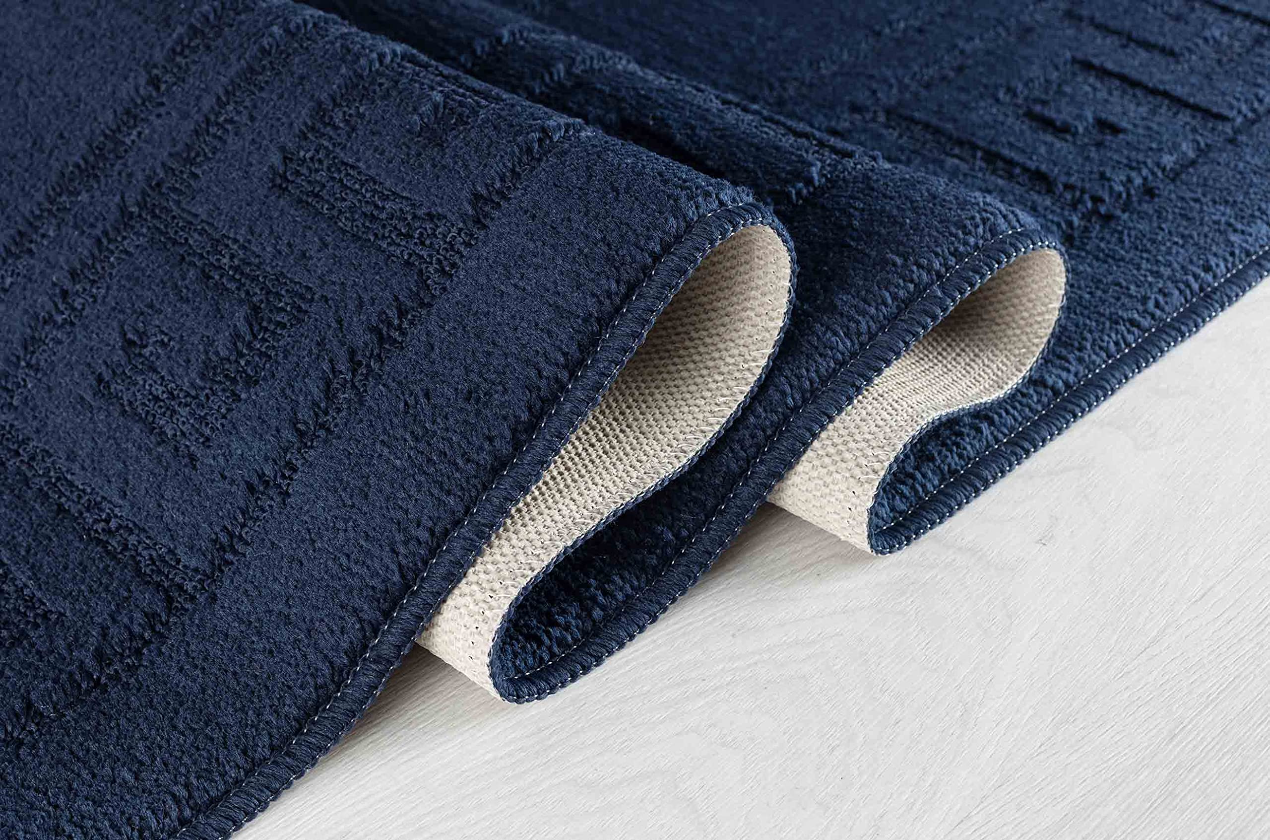 GULLAMBO Door Mat - Non Slip Door Mats Indoor Washable For Tiles Lino lamination Wood Flooring - Washable Front Door Mat Inside, Super Absorbent - Kitchen Door Mats Rugs (Navy Greek, 40cm x 60cm) — image 1