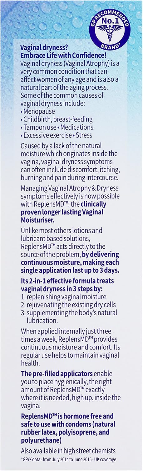 Replens Long Lasting Vaginal Moisturiser, Up to 3 days of long-lasting relief from vaginal dryness, Relieves Discomfort - Image 4