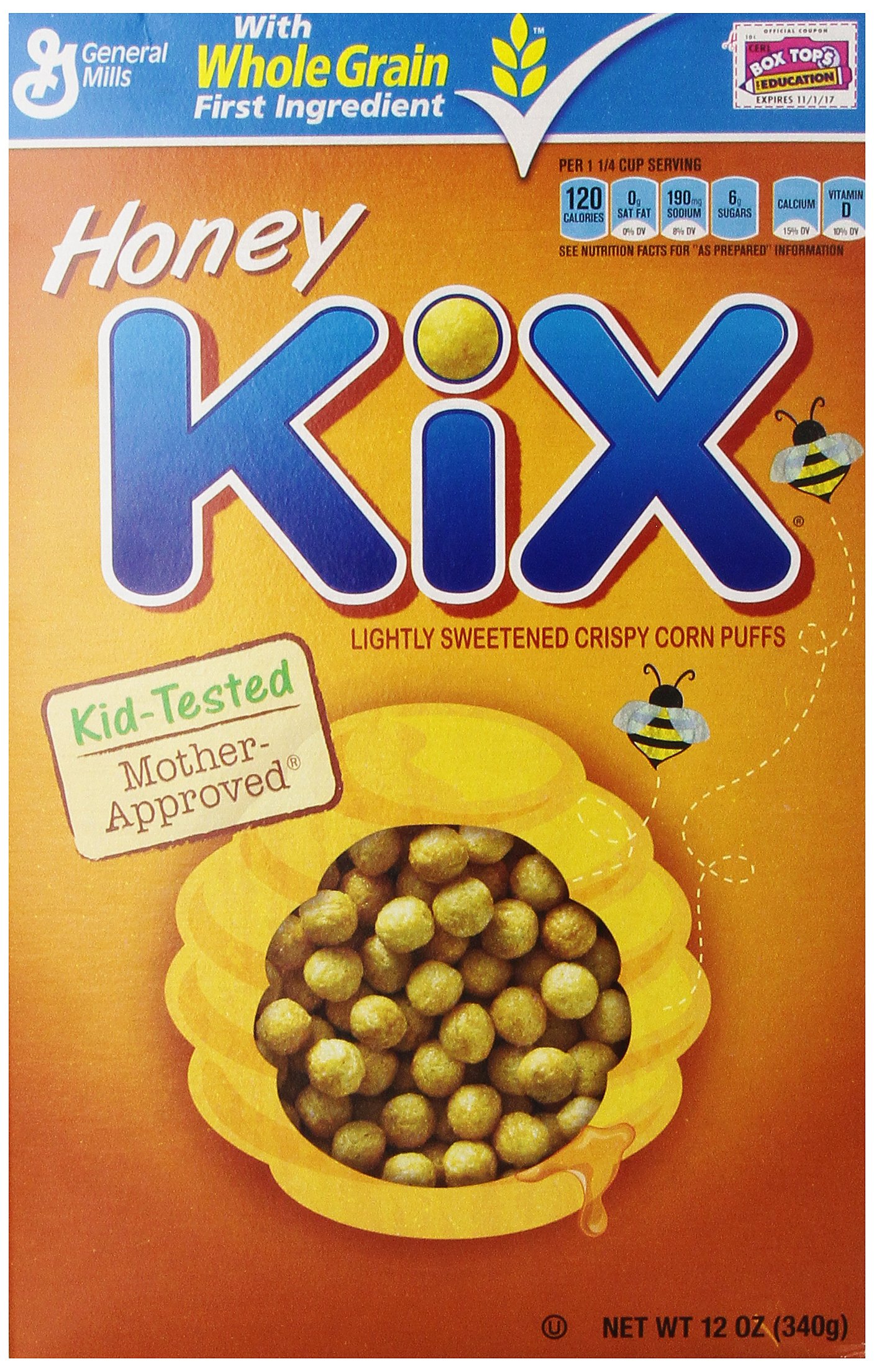 Honey Kix Breakfast Cereal, Crispy Corn Puffs Cereal, 12 oz (Pack of 14