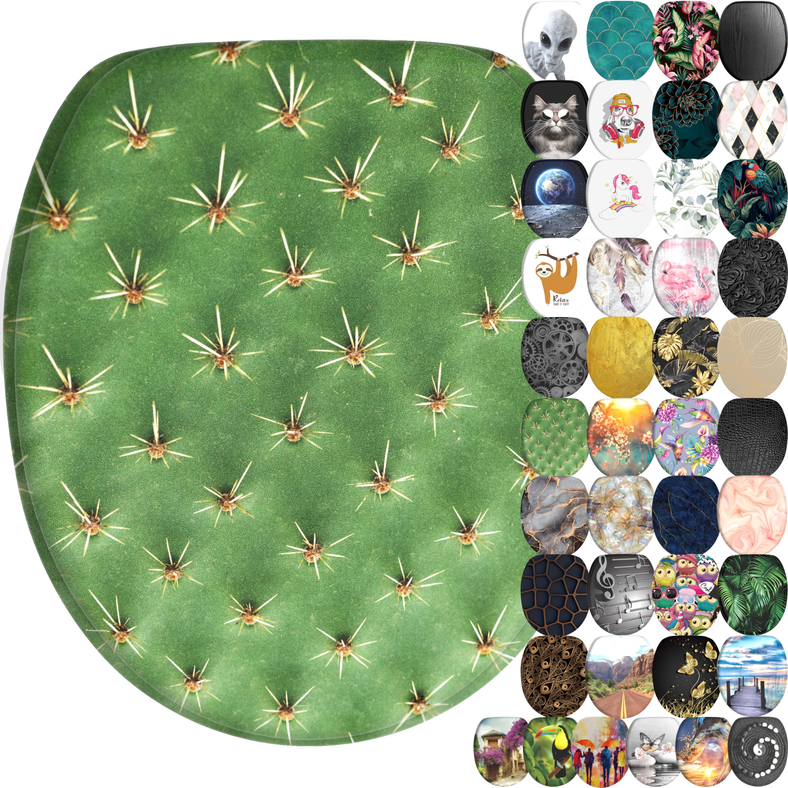 Sanilo Soft Close Toilet Seat, Wide Choice of New Toilet Seats, Stable Hinges, Easy to Mount (Cactus)