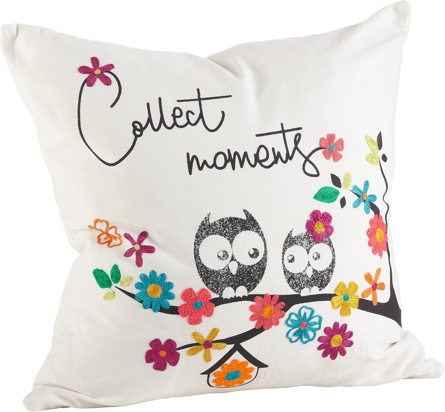 Amazon Com Saro Lifestyle Embroidered Flower Owl Print Down