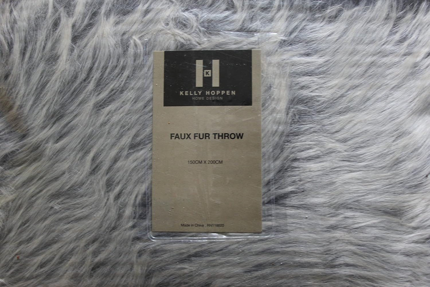 Kelly Hoppen Frosted Fox Faux Fur Throw 200 x 150cm Silver Grey