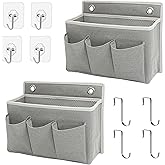 Someteth 2-Pack Wall Hanging Organizer Bag/Hanging Baskets with Large Mesh Compartment & 3 Pockets,Over the Door Organizer Space Saving Storage for Bedroom,RV Camper, Closet (Gray -2 Pack)