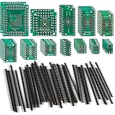 ALAMSCN 51PCS 12 Types SMD to DIP Adapter PCB Proto Board Plate Converter SOP SOT 0402/0603/0805 TQFP QFN + 40PCS 2.54mm Male 40 Pin Header