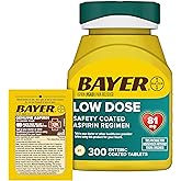 Bayer Aspirin 81mg Enteric Coated Tablets 300ct and 2 Count Travel Pack of Genuine Aspirin 325mg Coated Tablets