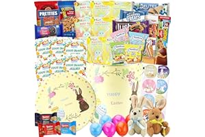 SARAH'S CANDY FACTORY Easter Snack Yellow Tin (48 Count) Filled with Candy, Peelable Gummies,Bunny and More, Great Package for Family, Friends, Boys and Girls