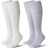 LEVSOX Thick Merino Wool Compression Socks for Women and Men 20-30mmHg Knee High Support Socks for Flying Nurses Pregnancy