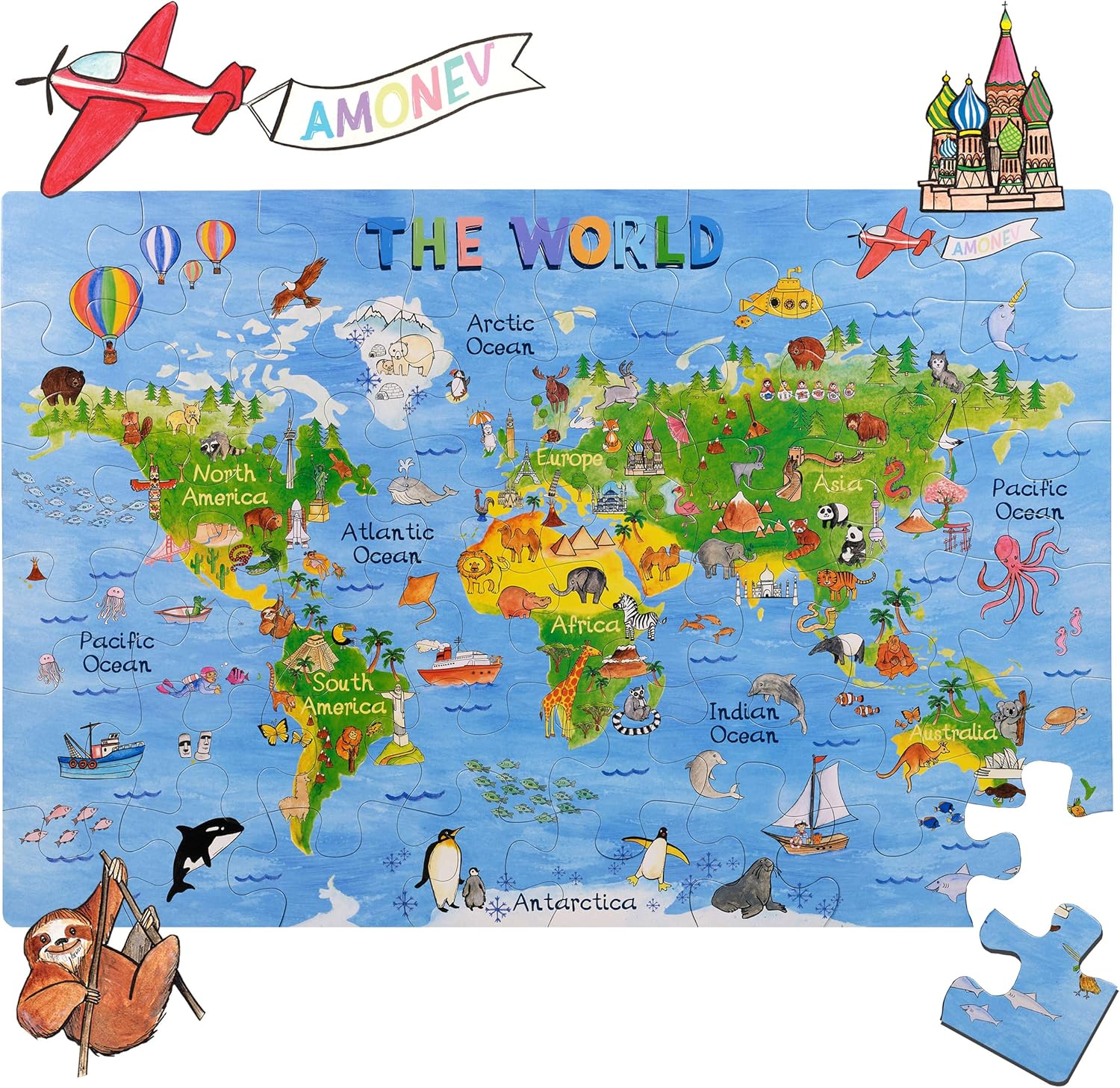World Map Big Floor Puzzle with Thick Jigsaw Puzzle Pieces which can