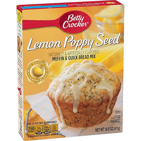 BETTY CROCKER MUFFIN & QUICK BREAD MIX LEMON POPPY SEED, 14.5 OUNCE