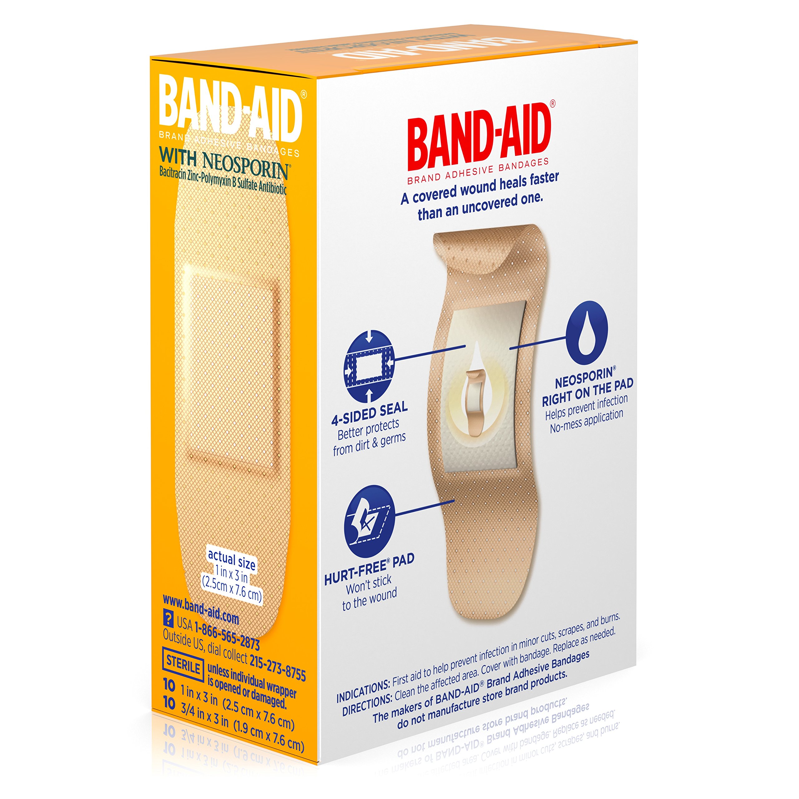BandAid Brand Bandages with Neosporin Antibiotic Ointment, Assorted Sizes, 20 ct Amazon