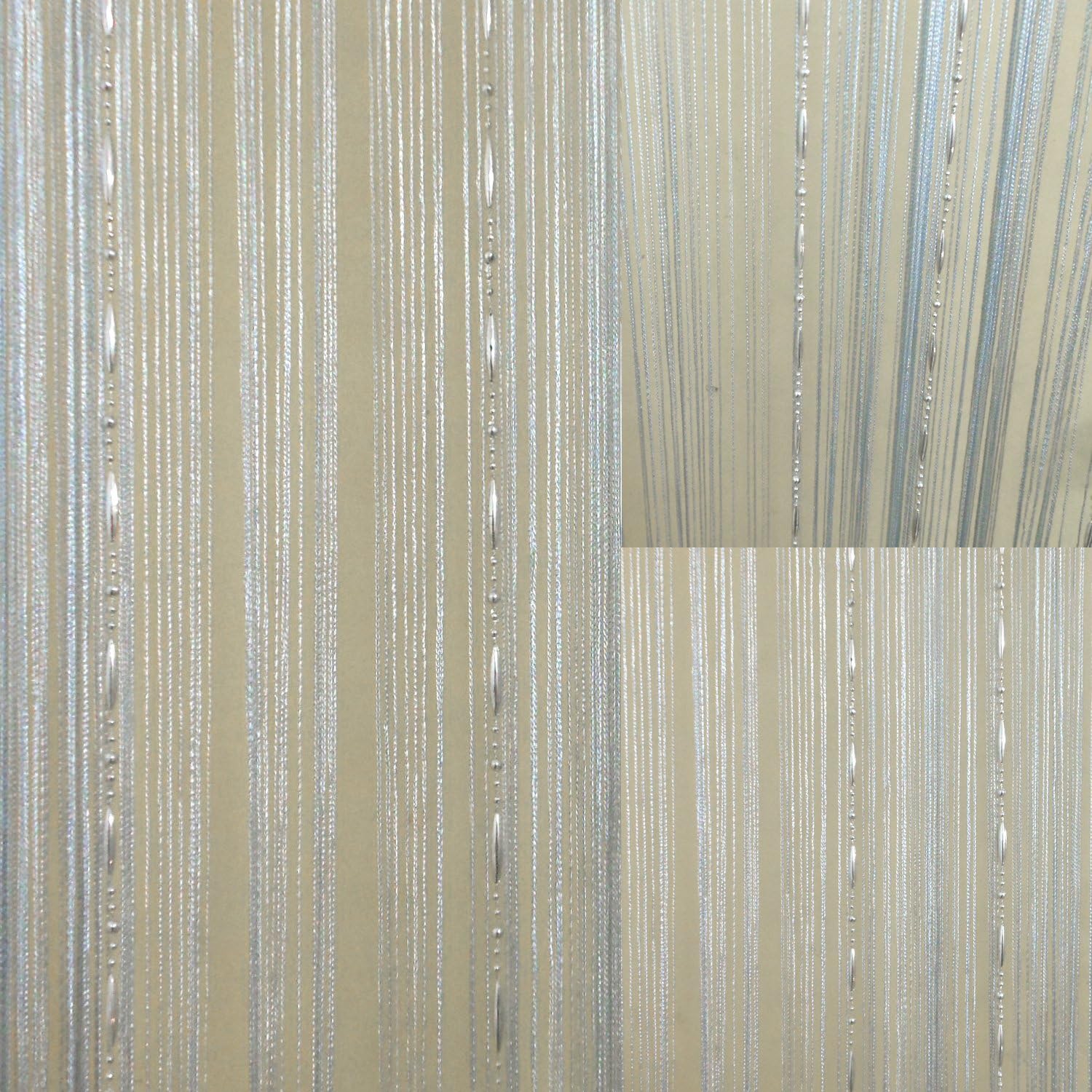Elifestore New Dew Drop Beaded Hanging String Partition Divider 90x200cm Wall Door Curtain with 5 rows of beads White