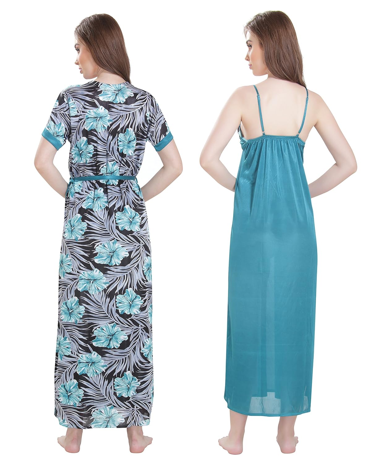 av2 women's satin nighty & printed robe