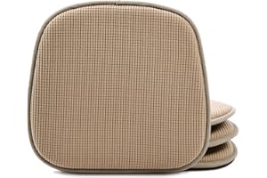 Shinnwa Seat Cushions for Kitchen Chairs Indoor Dining Room Non Slip Metal Chair Cushion Pads with U-Shaped Foam Pad and Plaid Velvet Cover Overall Washable Set of 4 [15 x 16 Inches] Brown