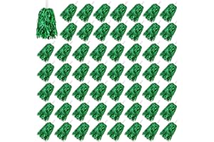 PPXMEEUDC 54PCS Cheerleading Pom Poms Metallic Foil Plastic Pom Poms with Baton Handle for Game Sports (Green)