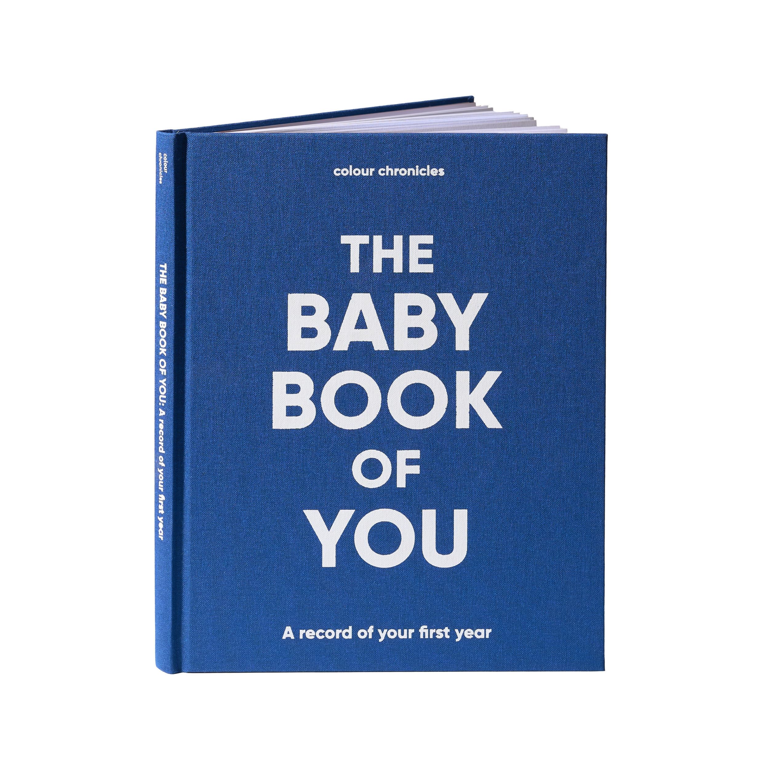 Baby Memory Book | Capture the Joy of the First Year in this Cherished Keepsake | Unique Gift for Expecting Parents | 8" x 10” Scrapbook | 96 Pages | Cloth Covered Hardback Baby Memory Journal – Blue