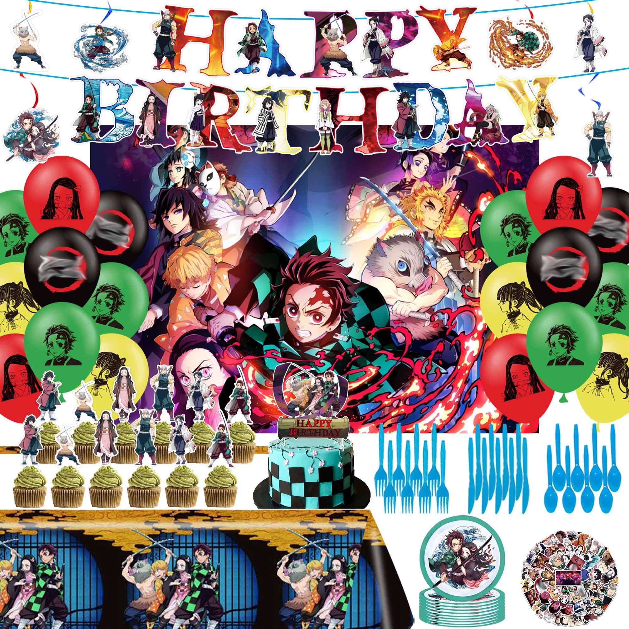 Photo 1 of 140 PCS Birthday Party Decorations Include Paper Tableware, Tablecloth, Stickers, Happy Birthday Banner, Hanging Swirl, Balloons for Adult Theme Party