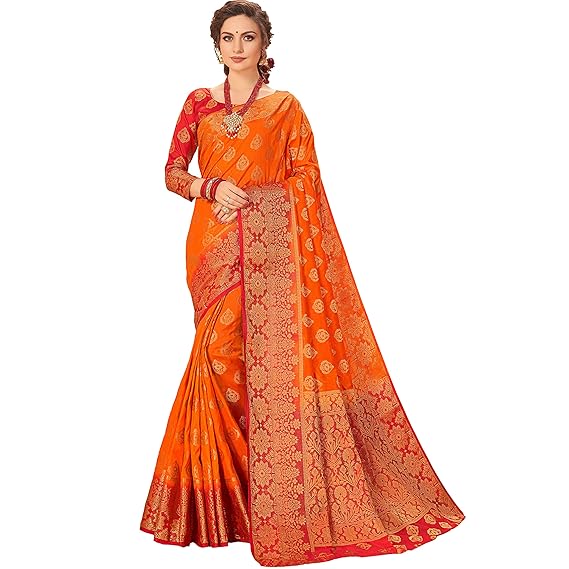 Shaily Womens Woven Silk Blend Yellow & Pink Saree[YAMINI8221SSSR01_perent]