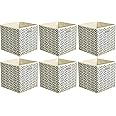 Amazon Basics Collapsible Cube Storage Organizer Bins, 6-Pack, 10.5 x 10.5 x 11 inches, Chevron Grey
