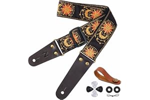 Nefelibata Guitar Strap for Acoustic, Electric Guitar, with Free Headstock Tie, 2 Strap Locks and 4 Guitar Picks