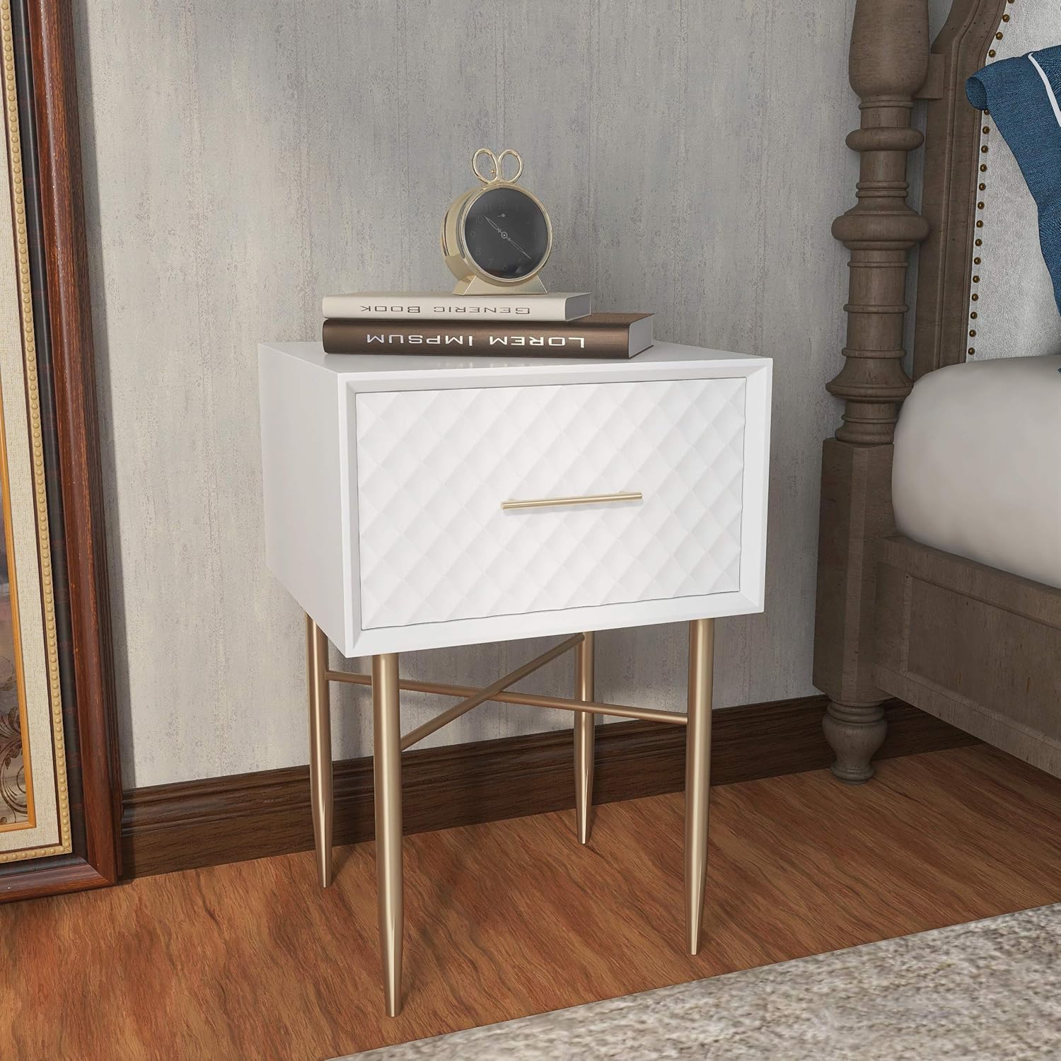 Clean Lined Modern Style Cozayh Full Assembled Large Drawer Nightstand Side Table Home Kitchen Nightstands