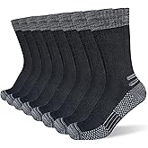suaskk Men's Crew Work Boot Socks, Thick Cushioned Moisture Wicking Hiking Sock 4 Pairs