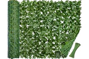 CQURE Privacy Fence Screen,98.4 x 39.4 inch Artificial Ivy Hedge Wall Privacy Fence with 100 Pcs Zip Ties for Balcony Outdoor Graden Decor