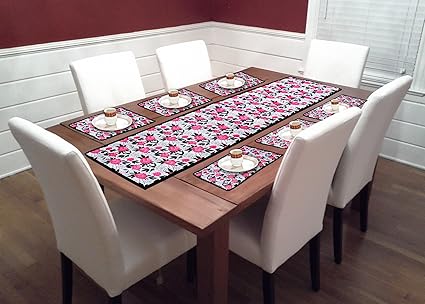 Reliable Trends Table Runner with Placemats for 6 Seater Dining Table (Rose)