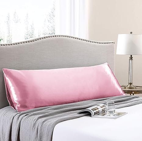 Amazon Com Love S Cabin Body Pillow Cover 20x54 Inches Pink Soft Satin Body Pillow Case With Envelope Closure Silky Slip Cooling Body Pillow Pillowcases For Hair And Skin Kitchen Dining