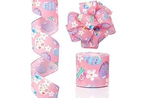 CNVOILA Easter Wired Edge Ribbons, Spring Plaid Ribbon, Buffalo Plaid Ribbon and Burlap Craft Ribbon- Pink 2.5 INCH 10Yard