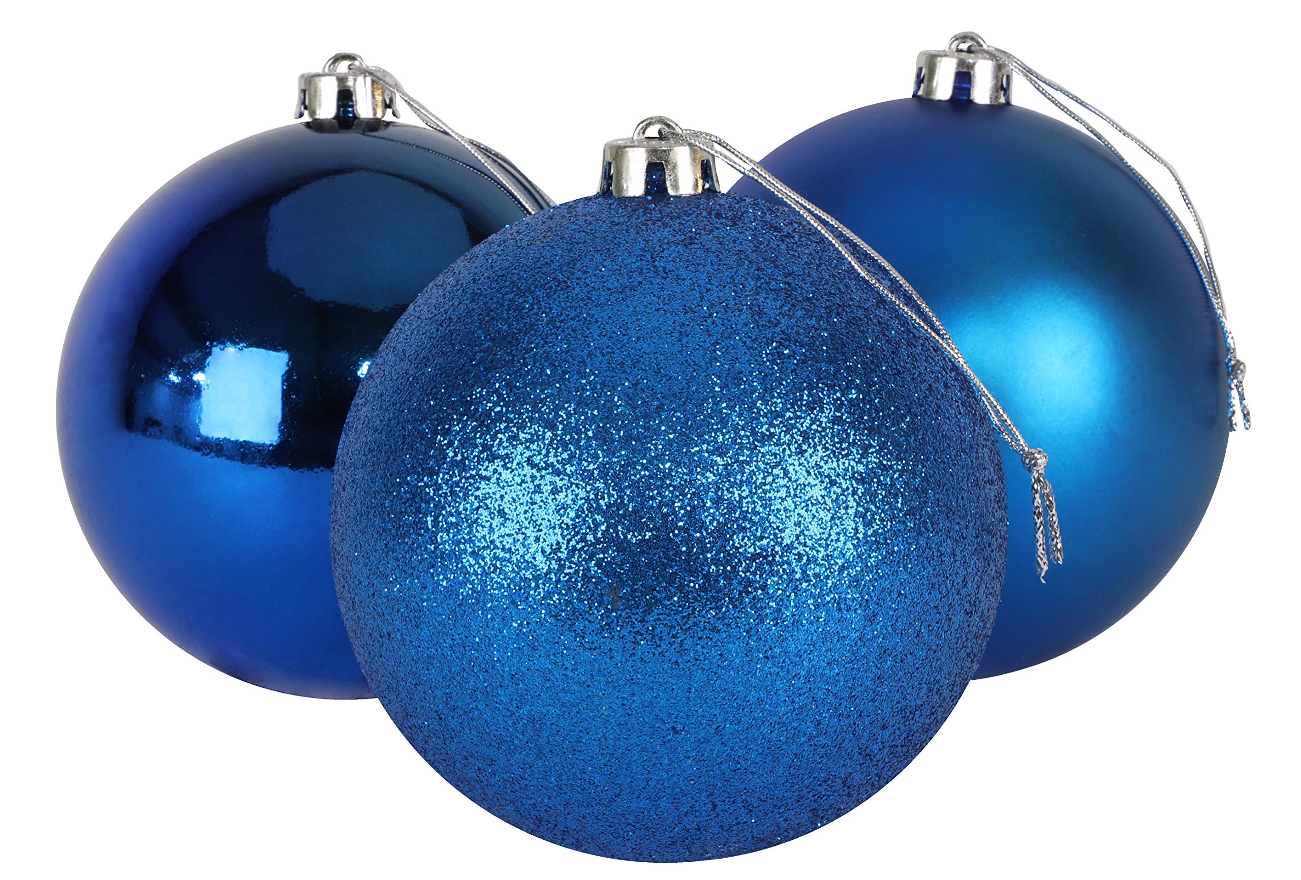 Christmas Concepts® 3-150mm (6") Extra Large Baubles - Shiny, Matte & Glitter Design - Christmas Decorations (Royal Blue)