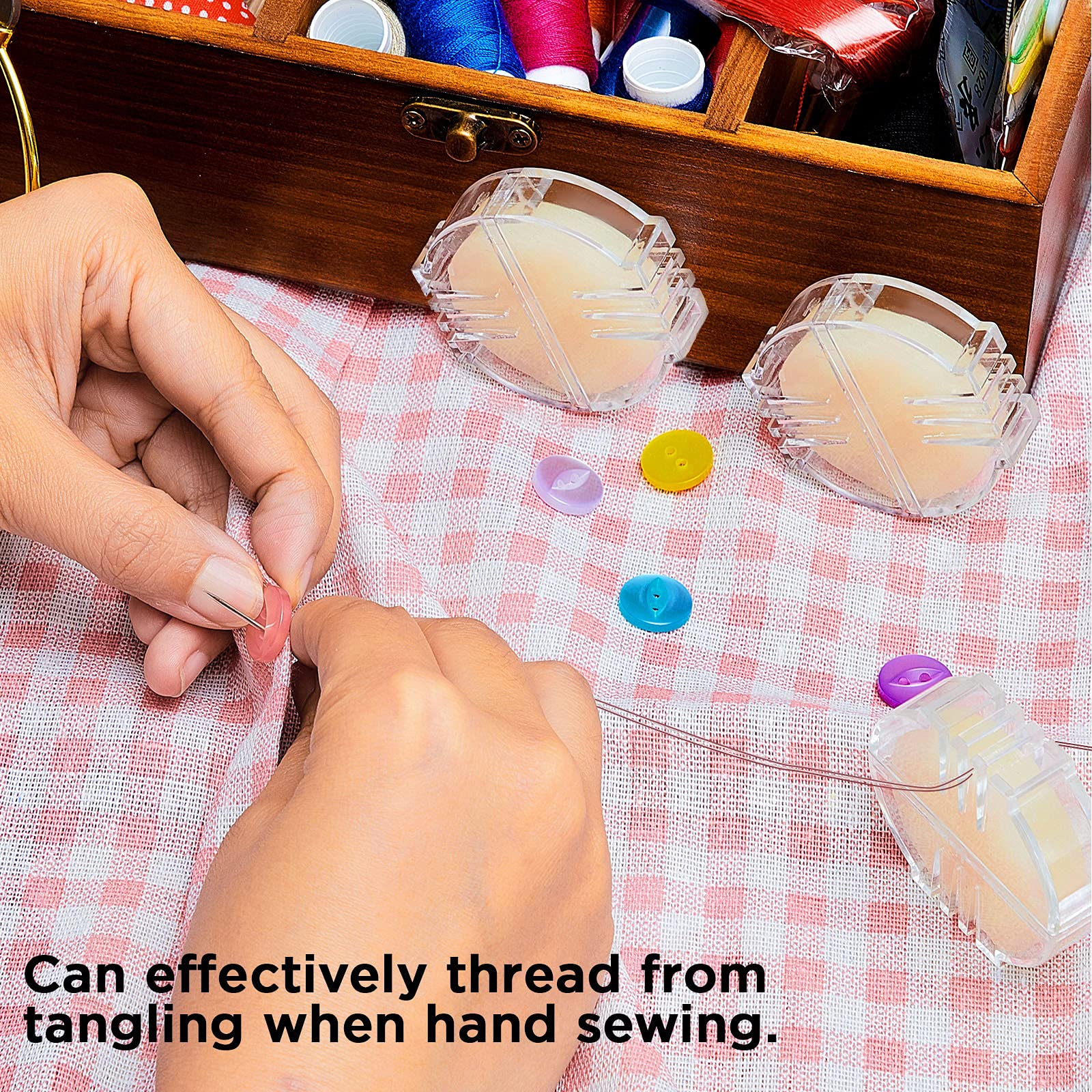Maitys 4 Pcs Thread Wax Thread Conditioner Beeswax for Hand Sewing Embroidery Beeswax Floss Conditioner for Quilting Sewing Strengthening Line Embroidery Wax (Colorless,Clear Case)