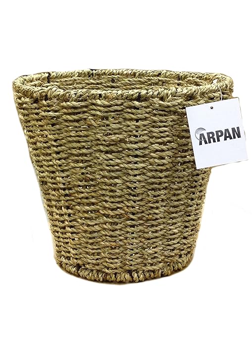 ARPAN Waste Bin Woven Waste Paper Basket for Bedroom, Kitchen