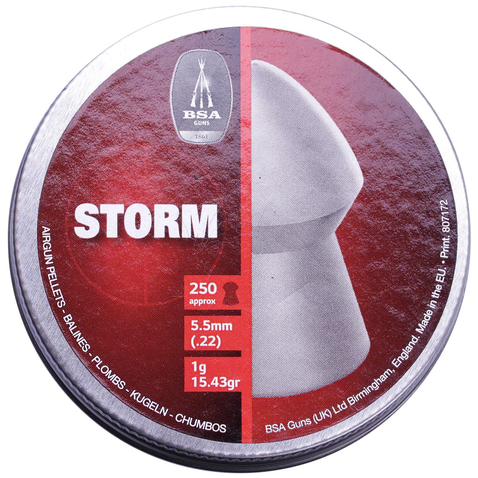 BSA Storm .22 5.5mm 250 Round Head .22 Air Rifle Gun Pellets Hunting Pest Control
