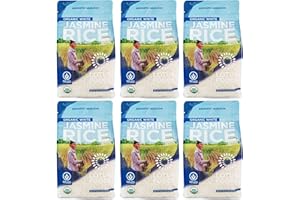 Lotus Foods Organic White Jasmine Rice - Jasmine Rice, Gluten Free White Rice, Organic Rice, Long Grain Asian Sticky Rice, USDA Organic, Vegan, Gluten Free - 30 Oz (Pack of 6)