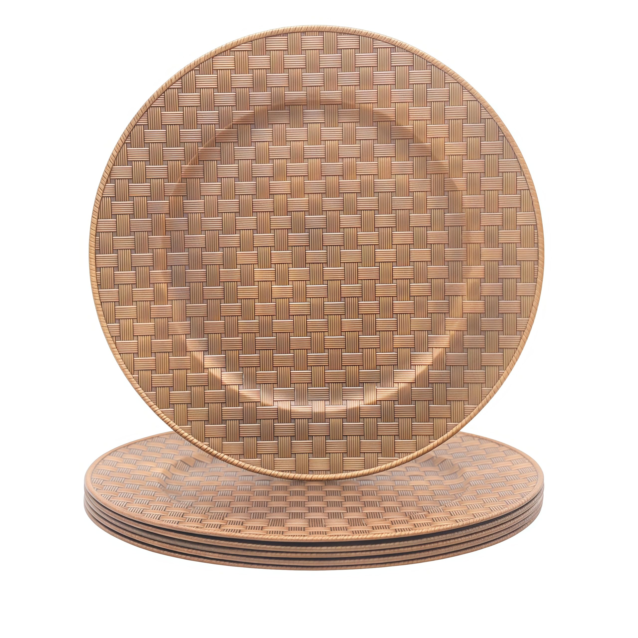 Photo 1 of MaAixHom Antique Gold Charger Plates with Basketweave Texture, Set of 6, Faux Woven Plastic Service Plates for Rustic Wedding & Farmhouse Table Decor, 13 Inch (634)