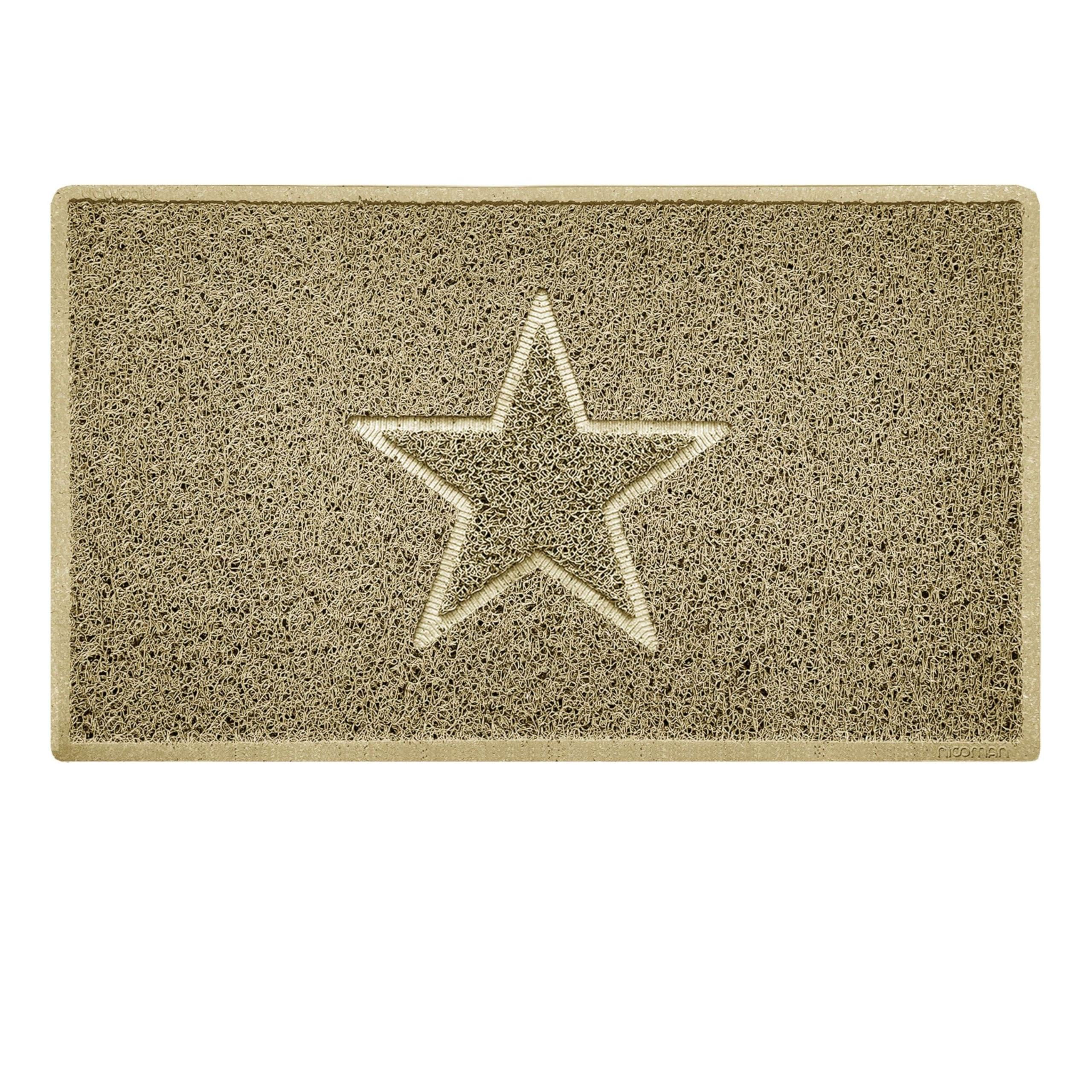 Nicoman Star Shape Embossed Entrance Door Mat Non Slip Dirt Trapper PVC Spaghetti Mat with Rubber Base, Jet Washable Quick Drying Doormat Indoor or Outdoor - (Medium, Beige, 75 x 44cm)