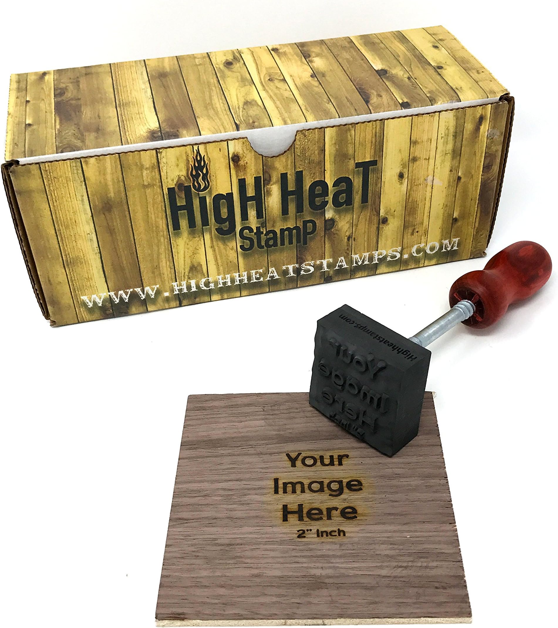 High Heat Stamp: Custom Image Branding Iron (3 1/2" x 3 1/2" inch, Black, Red)