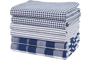 Casa Platino 6PC Blue Kitchen Towels, 18"x28", Farmhouse Kitchen Towels, Waffle Kitchen Towels, Cotton Dish Towels for Kitchen Drying, Hanging Kitchen Towels, Dish Towels for Kitchen Decorative - Blue
