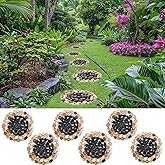 Garden Stepping Stones ourtdoor Decorative Round Stepping Stones with Black Stones Round Polished River Pebble Stone from Natureal River,for Garden Patio
