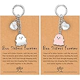 PRCOLUX Funny Cute Ghost Keychain Gifts for Sisters Boyfriend Girlfriend Couple Halloween Christmas Birthday Graduation Gifts