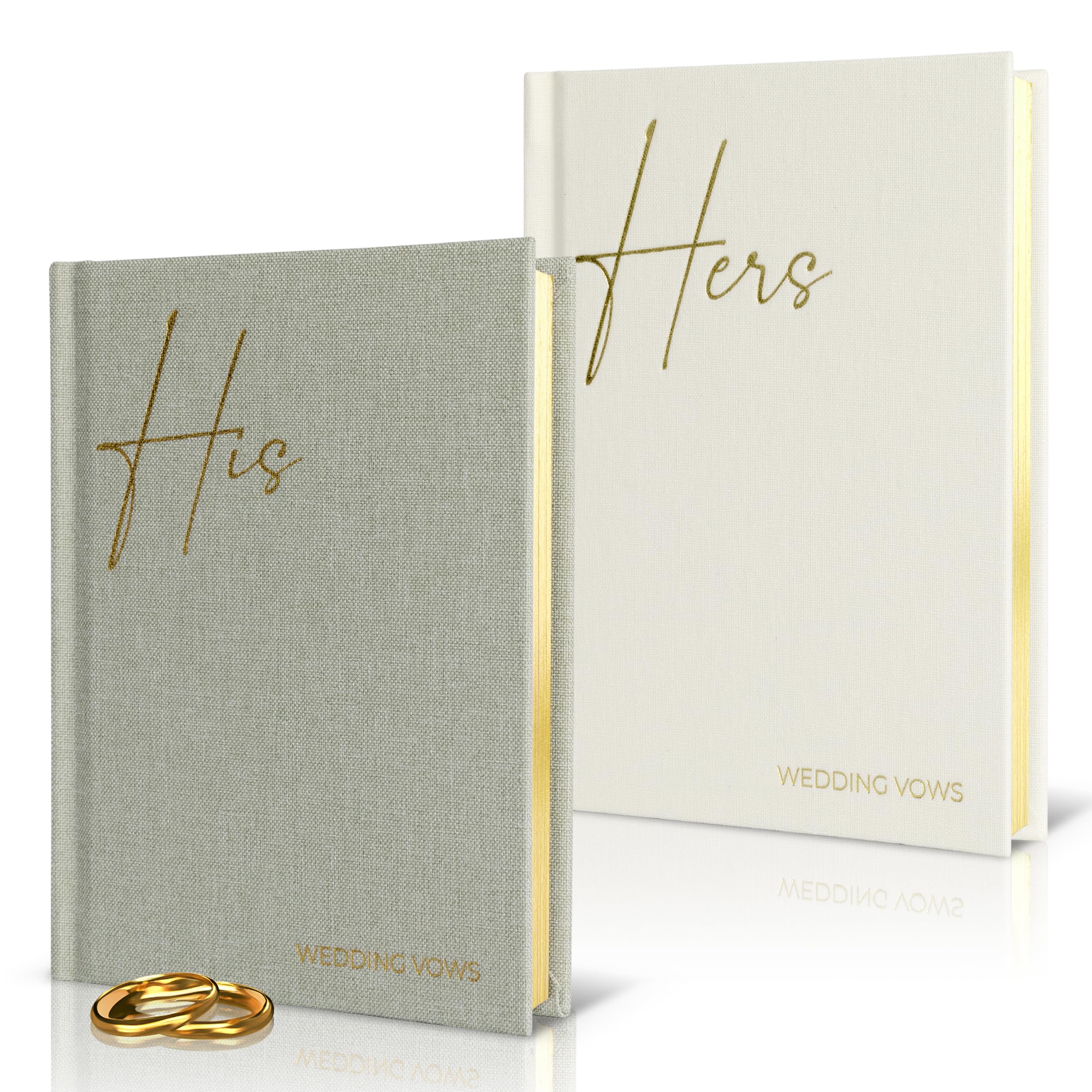 Photo 1 of Elegant Linen Wedding Vow Books With Gold Foil Lettering - Perfectly Sized His and Hers Vow Books With Plenty Of Pages To Write Whatever is on Your Heart - A Beautiful Addition For The Wedding Day
