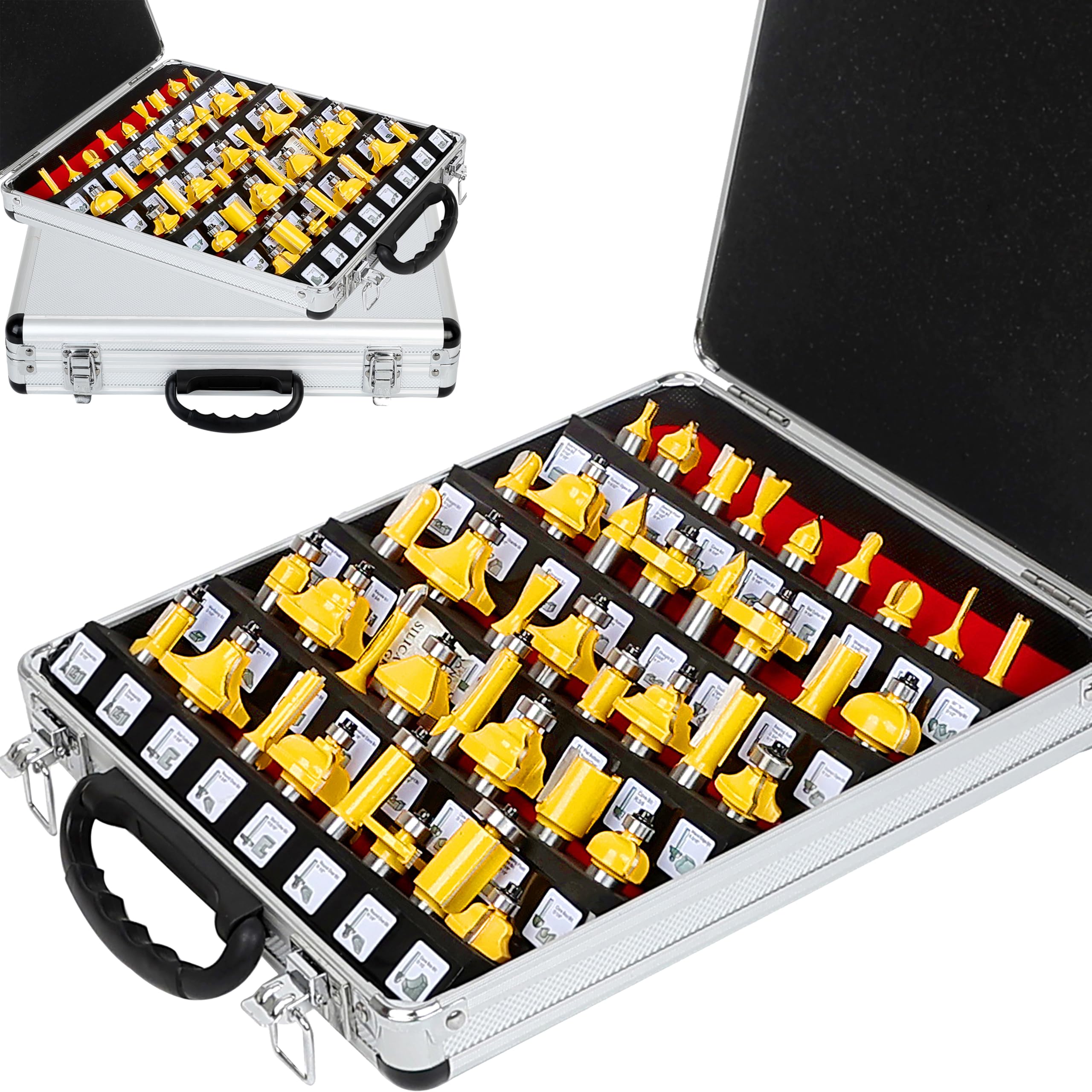MAYLINE Router Bits Sets 1/2 Inch Shank 41 PCS, Woodwork Milling Groving Cutter Router Bit Set, Wood Miter Cabinet CNC Cutting Tool for Doors Table Shelves DIY (1/4-H3G)